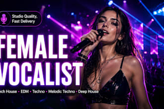 be your female vocalist for tech house, edm, techno, melodic techno, deep house