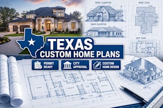 draw texas custom home plans for permit submission