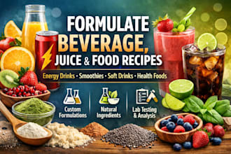 formulate beverage, juice, smoothie and soft drink, energy drink, food recipes