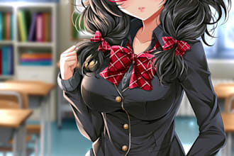 anime character an illustration and anime character