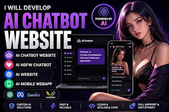 build custom ai chatbot, ai nsfw chatbot, ai saas and webapp
