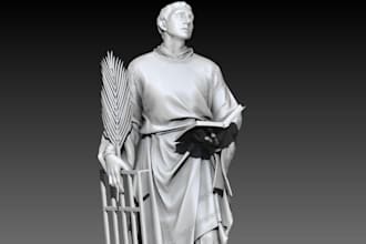 model high detailed 3d sculpt of saint,religious statue print,3d wall relief stl