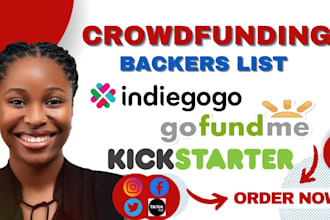 generate backers list, donors list for kickstarter, indiegogo gofundme promotion