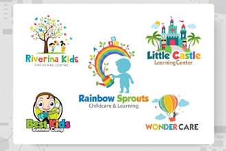 design childcare, education kids, and children logo