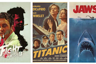 design movie poster, 2d art, cover art and  magazine cover