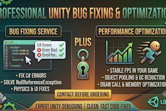 fix bugs, errors and optimize performance in your unity game