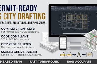 do architectural, structural, and mep correction drawings for city permit USA