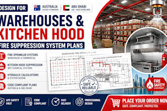 design au, abu dhabi for, warehouses, kitchen hood fire suppression system plans