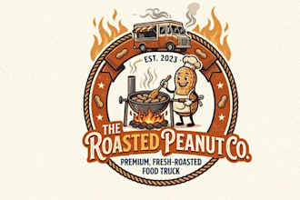 design a unique roasted peanut or food truck logo