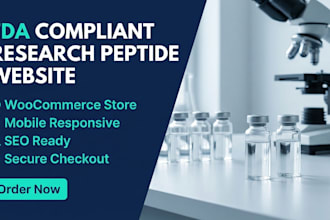 build fda compliant research peptide website peptide store woo commerce website