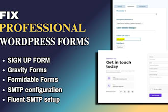 create or fix wordpress forms using fluent forms, SMTP gravity form and wpforms