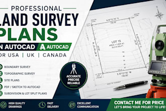 draw professional land survey plans in autocad for USA UK and canada
