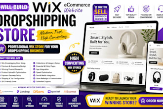 build, design, redesign wix dropshipping store, wix ecommerce website