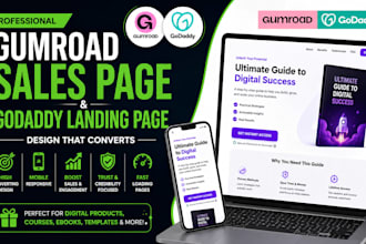 design high converting gumroad sales page and landing page for godaddy