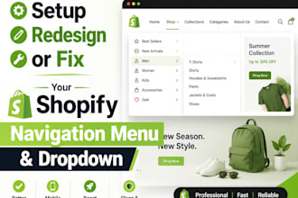 fix shopify collections navigations menu drop down menu and redesign shopify