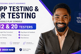 provide 20 testers, 12 testers for testing app for 14 days