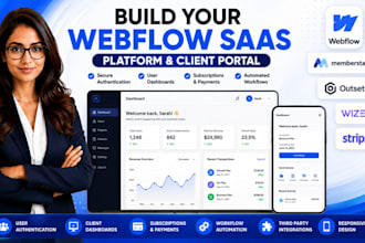 build webflow saas platform client portal and user dashboard