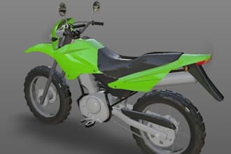 create 3d vehicle design, low poly sport bike game ready,racing bike,pbr texture
