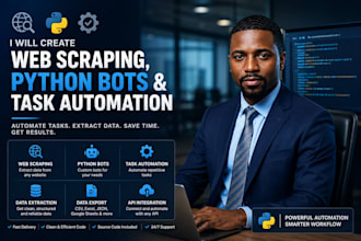 create web scraping, python bots and task automation
