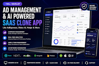 develop ad management clone app, adespresso, hotjar, or didoo ai clone app