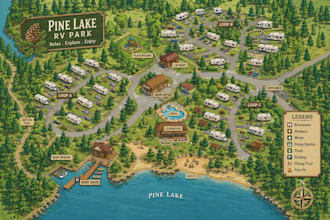 design isometric vector flat map site city property rv park treasure tourist map