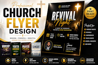 design a church flyer, church event flyer, conference and worship poster