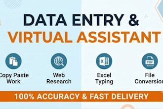 do professional data entry, virtual assistant, and wed research work