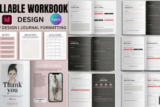 create fillable ebook, pdf design, journal formatting, selfhelp workbook design