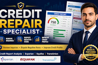 fix credit report, remove inquiries, charge offs and improve your credit profile