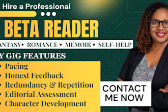 romance beta reader, beta read memoirs, sci fi, horror, with detailed feedback