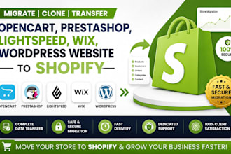 migrate transfer opencart prestashop lightspeed wix wordpress website to shopify