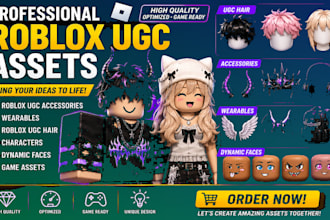 create custom roblox ugc, roblox hats, gear, chain, shade and accessories