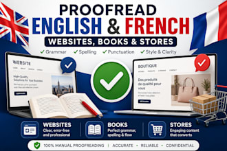 proofread english and french websites, books and stores