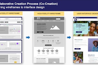 design UX wireframe for a single page