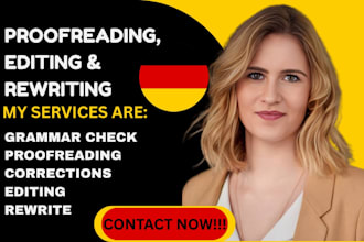 proofread edit rewrite grammar check your english or german text