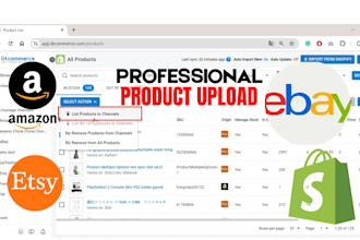 do bulk import export products listing on ebay shopify amazon etsy walmart va