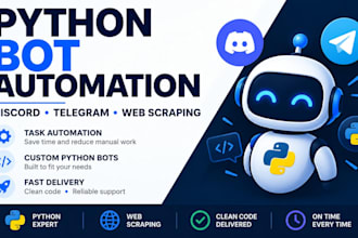 create python automation bots, web scraping and discord telegram bots