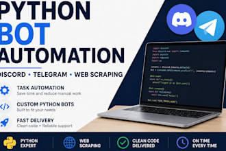 create python automation bots, web scraping and discord telegram bots
