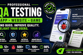 do qa testing app testing website testing game and user testing with 12 tester