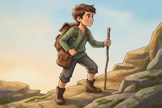 sketch, outline and color cartoon illustrations