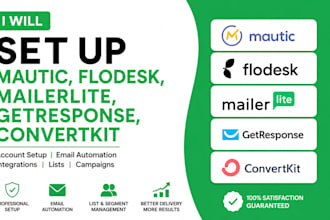 set up mautic flodesk account, email, mailerlite, getresponse and convertkit