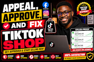 fix tiktok shop, appeal and approve tiktok shop, fb and ig shop setup