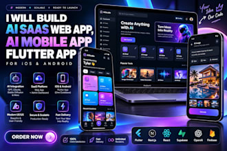 build ai saas web app, ai mobile app, flutter app for ios and andriod