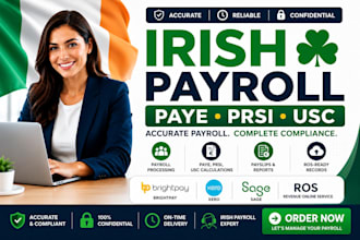 manage irish payroll brightpay xero sage paye prsi usc ros records