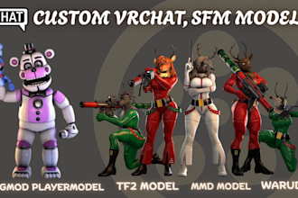 make fully rigged custom vrchat avatar, gmod playermodel, sfm model, warudo vrm