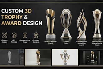 design custom 3d trophy model award medal model cup stl 3mf for 3d printing