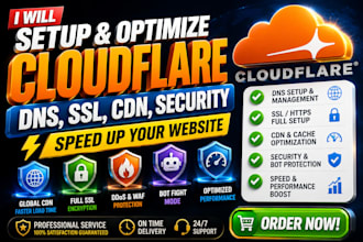 setup cloudflare dns, SSL, CDN, security and speed optimization