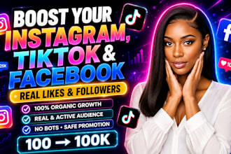 boost your instagram, tiktok and facebook with real likes, follow and engagement