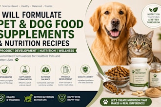 formulate custom pet food supplements and nutrition recipes product development
