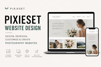 design, customize, redesign and create pixieset website and photography website